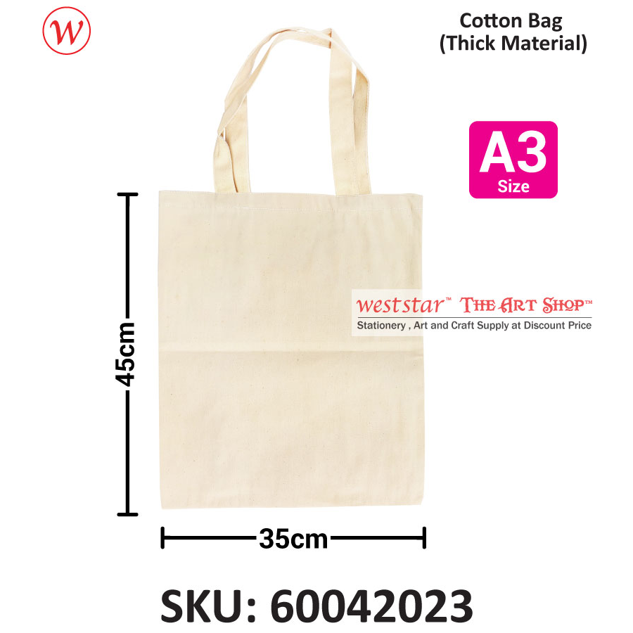 Cotton Shopping Bag, Cotton Tote Bag, Cotton Bag, Plain Tote Bag (Thick Cotton) A4 / A3