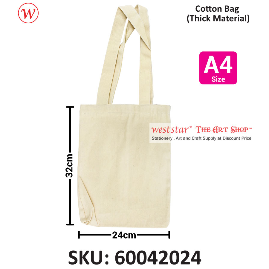 Cotton Shopping Bag, Cotton Tote Bag, Cotton Bag, Plain Tote Bag (Thick Cotton) A4 / A3