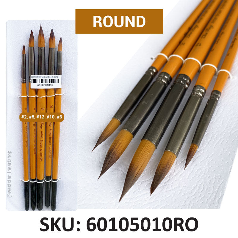 Nylon Brush 5pcs, Assorted Brush Set #5010 (Short Handle) | 5pcs Set