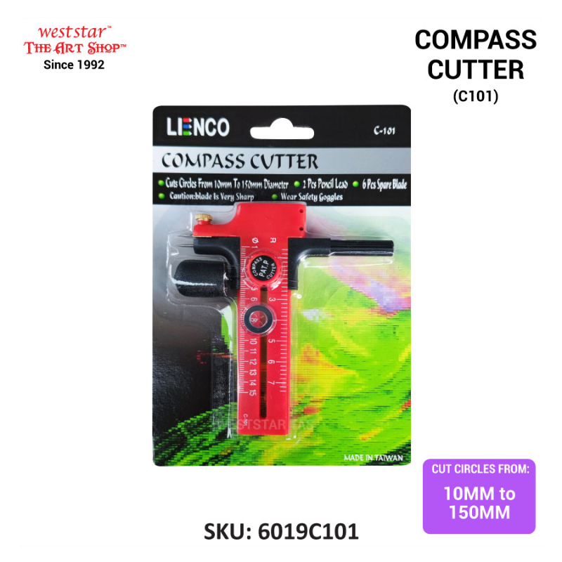 LENCO Compass Cutter Circle Cutter (C-101) (Cuts Circle from 10mm-150mm)