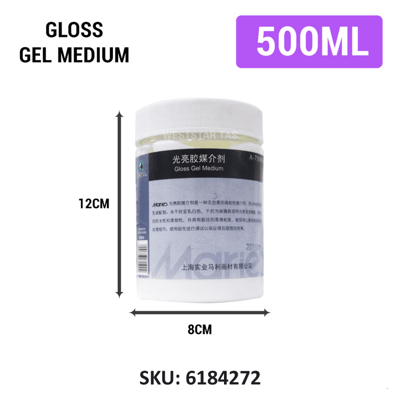 Marie's Gloss Gel Medium (275ml, 500ml, 1000ml) Increases Gloss, Thickens paints, Image transfer