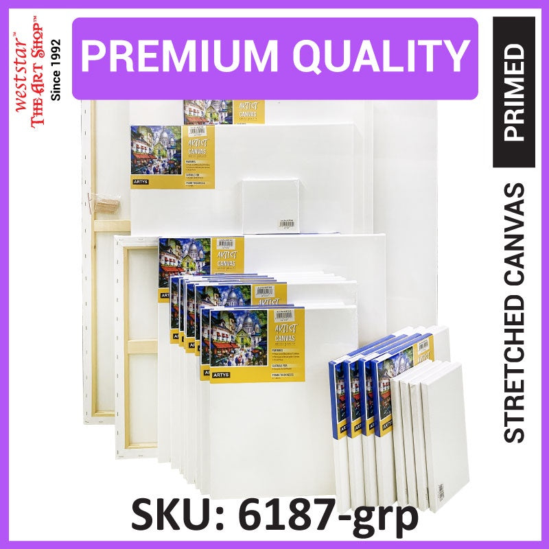 ARTYS High Quality Stretched Canvas for Acrylic and Oil Painting Size From 6" to 60"