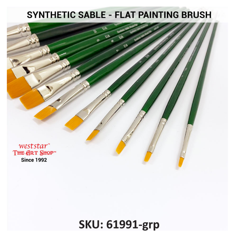 Weststar Synthetic Sable Flat Painting Brush (LONG HANDLE) - Premium Quality