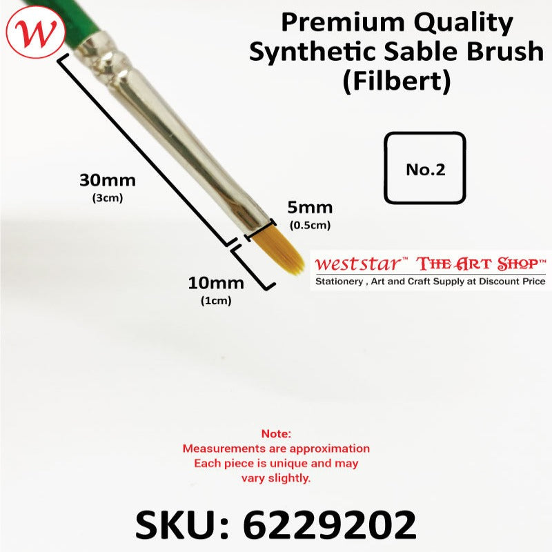 UA Filbert Synthetic Sable Painting Brush (LONG HANDLE) | Premium Quality