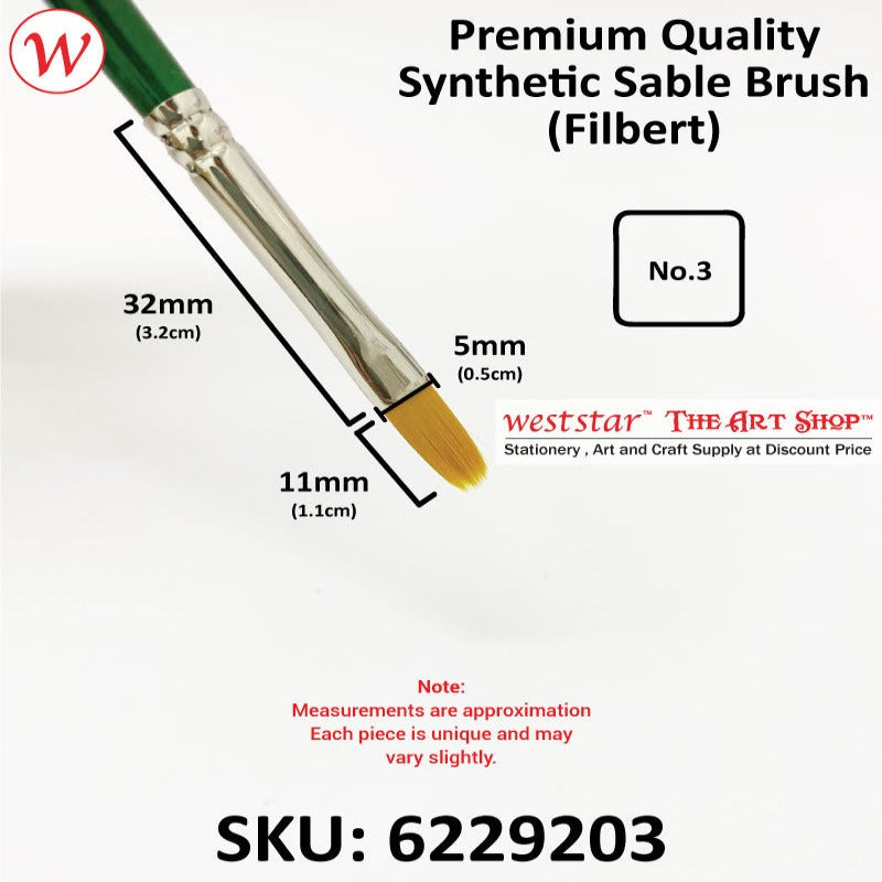 UA Filbert Synthetic Sable Painting Brush (LONG HANDLE) | Premium Quality