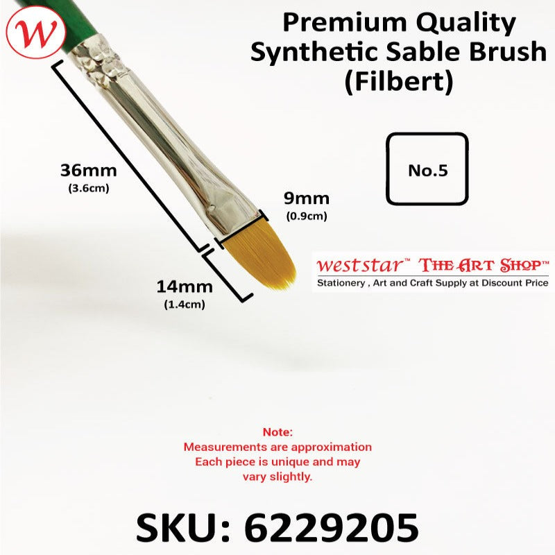 UA Filbert Synthetic Sable Painting Brush (LONG HANDLE) | Premium Quality