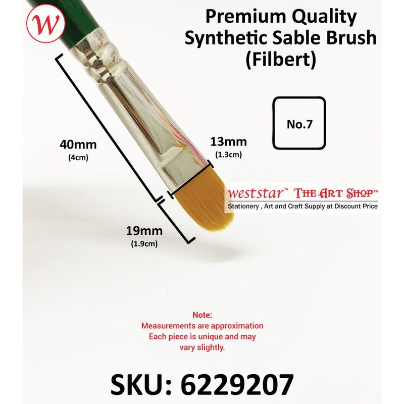 UA Filbert Synthetic Sable Painting Brush (LONG HANDLE) | Premium Quality