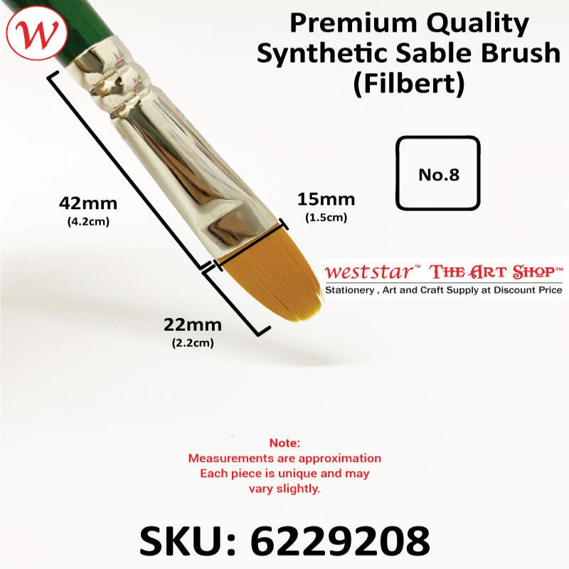 UA Filbert Synthetic Sable Painting Brush (LONG HANDLE) | Premium Quality