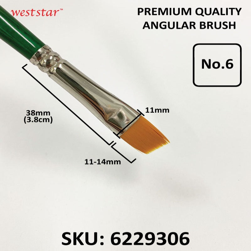 UA Angular Synthetic Sable Painting Brush (LONG HANDLE) | Premium Quality
