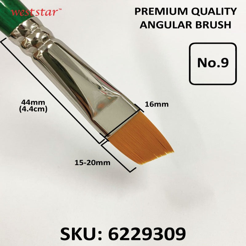 UA Angular Synthetic Sable Painting Brush (LONG HANDLE) | Premium Quality