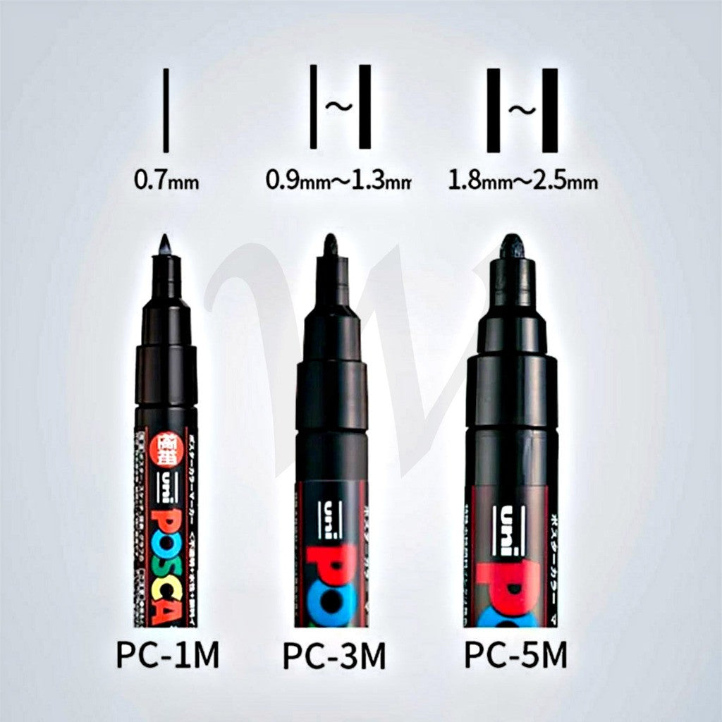 UNI POSCA Water-based Paint Marker Set ( PC-1M 8C ,8SC & 16C / PC-3M 8C ,8SC & 16C / PC-5M 8C ,8SC & 16C )