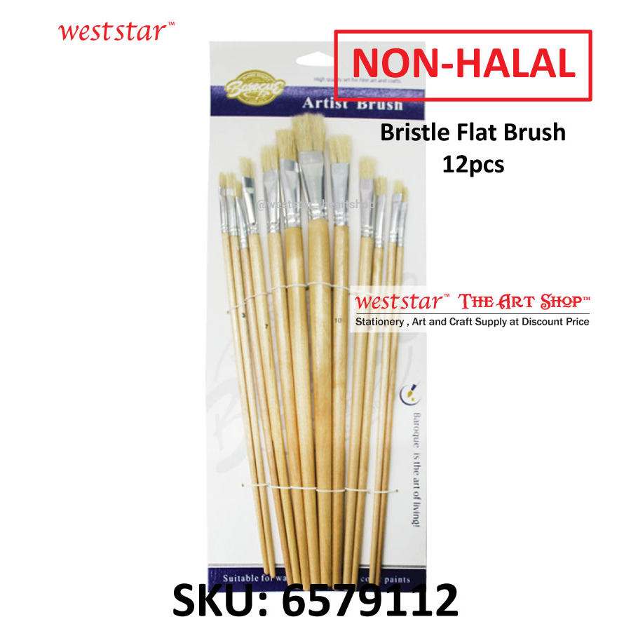 Bristle Flat Brush 12pcs (NON-HALAL)
