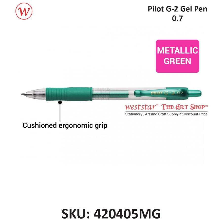 PILOT G2 Gel Pen, Pilot Retractable Gel Pen, Pilot G-2 Gel Pen (METALLIC / PASTEL COLOR) 0.7mm
