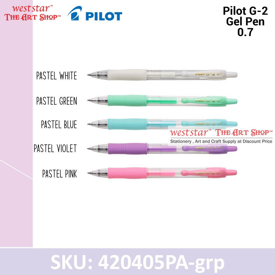 PILOT G2 Gel Pen, Pilot Retractable Gel Pen, Pilot G-2 Gel Pen (METALLIC / PASTEL COLOR) 0.7mm