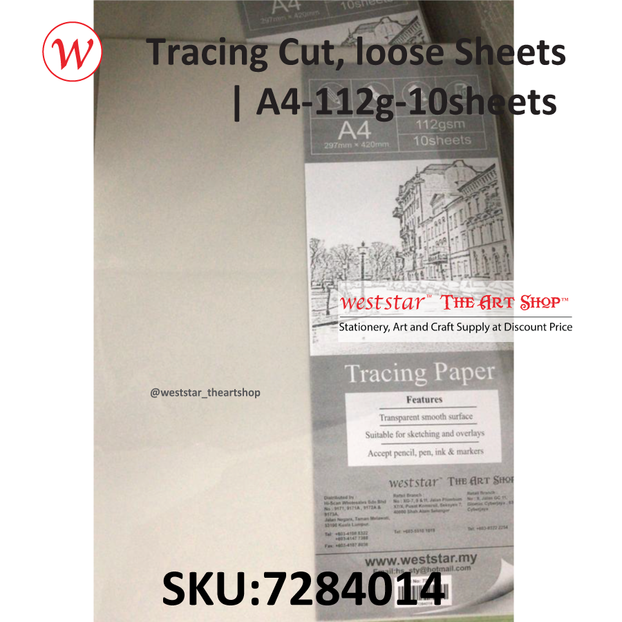 A4 Tracing Paper, Loose Leaf, Loose Sheets (112gsm) A4 10sheets