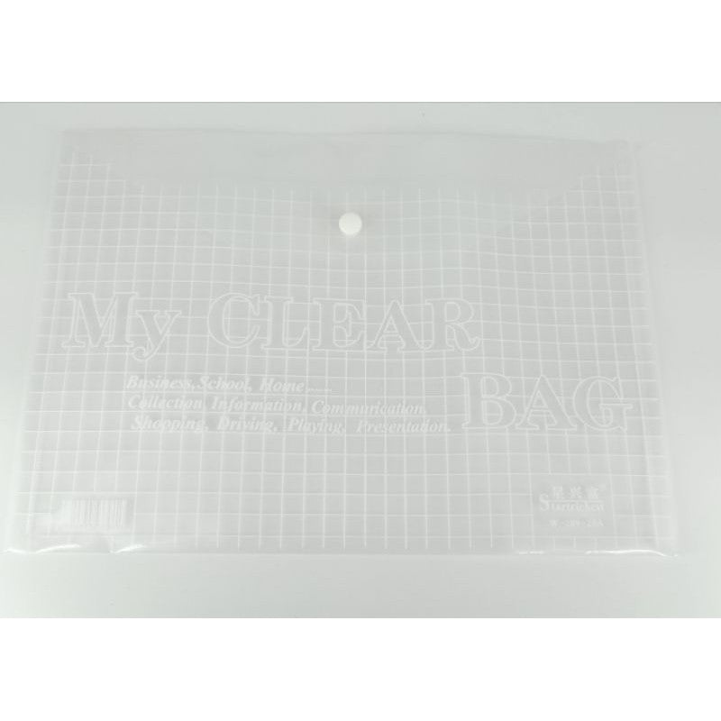 MOOTYS A4/A3 Button Pocket File Landscape Button My Clear Bag Document File Transparent File Holder A3/A4 MT-113