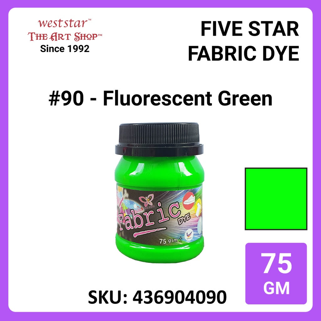 Five Star Fabric Dye 75gm - Standard Color | Clothes DIY Stationery Paint Dye Shirt Batik Fashion Design Office Colouring Colour Tie-Dye Stamping Textiles