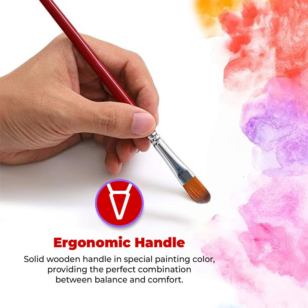 S222 Filbert WOLF Hair Brush Short Handle Painting Brush No.1 to No. 12 (Single Pc)