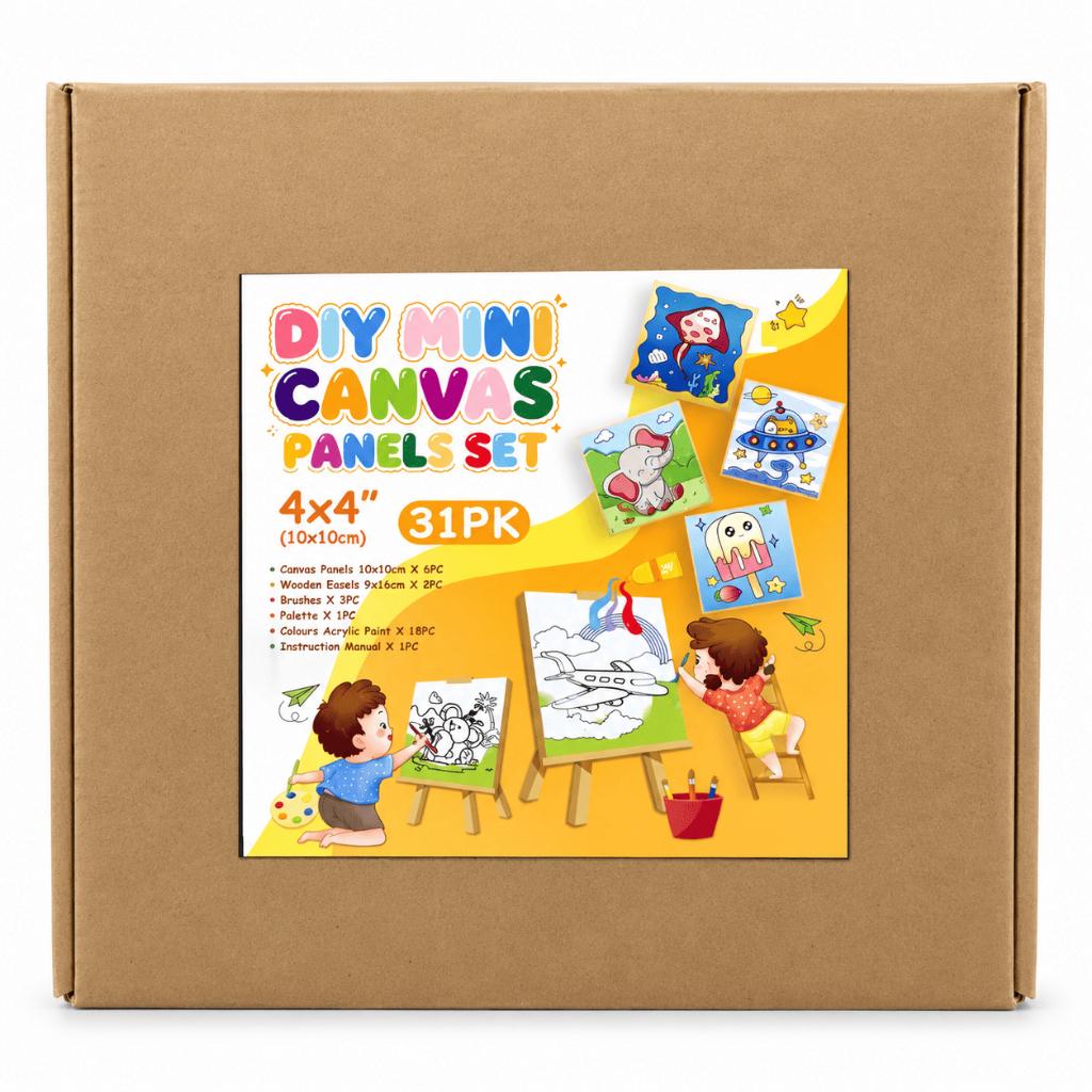 DIY Mini Canvas Painting Set 10x10cm 31pcs | Complete Painting Kit for Beginners, Students & Hobbyists