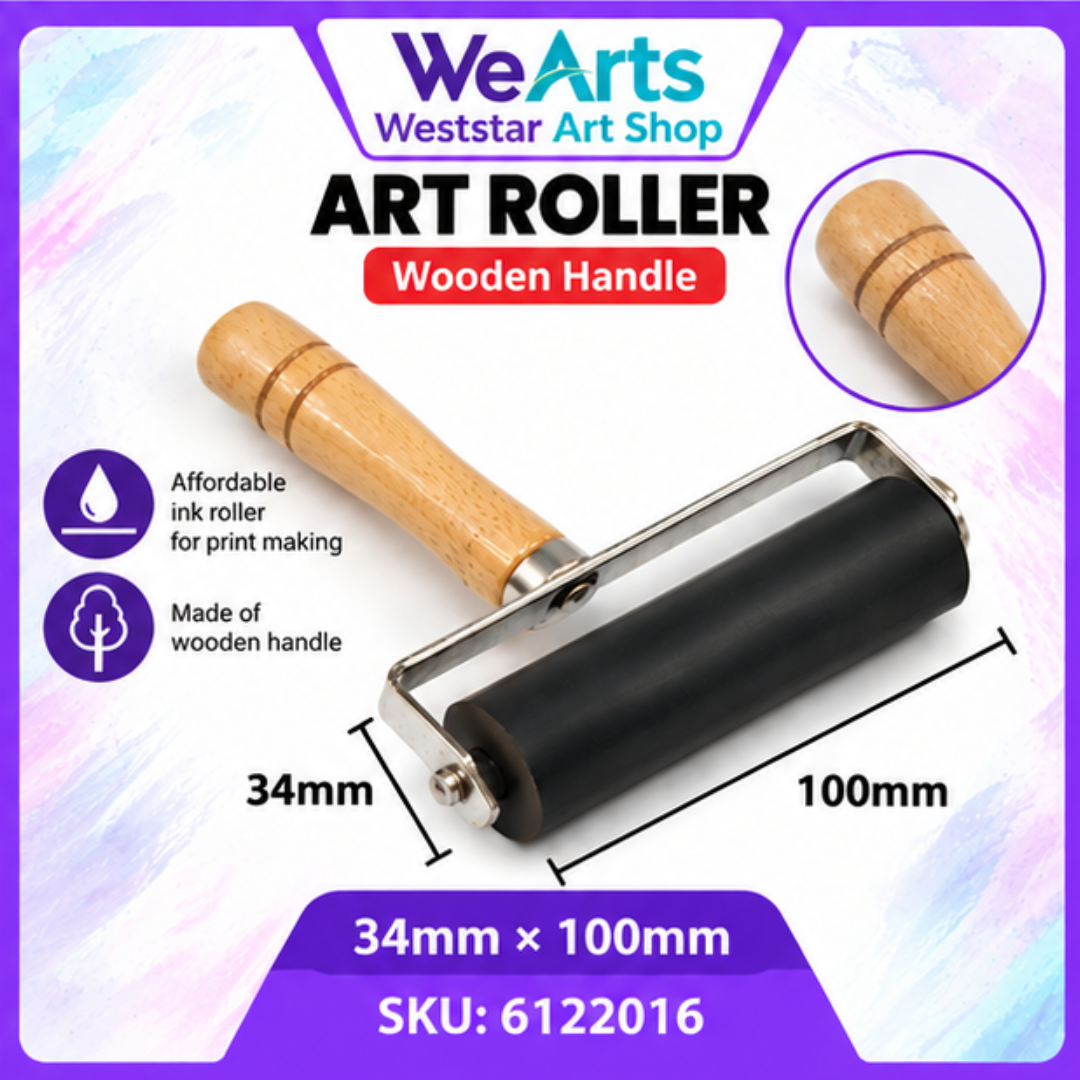 ART ROLLER Wooden Handle | Printmaking Ink Roller with Wooden Handle