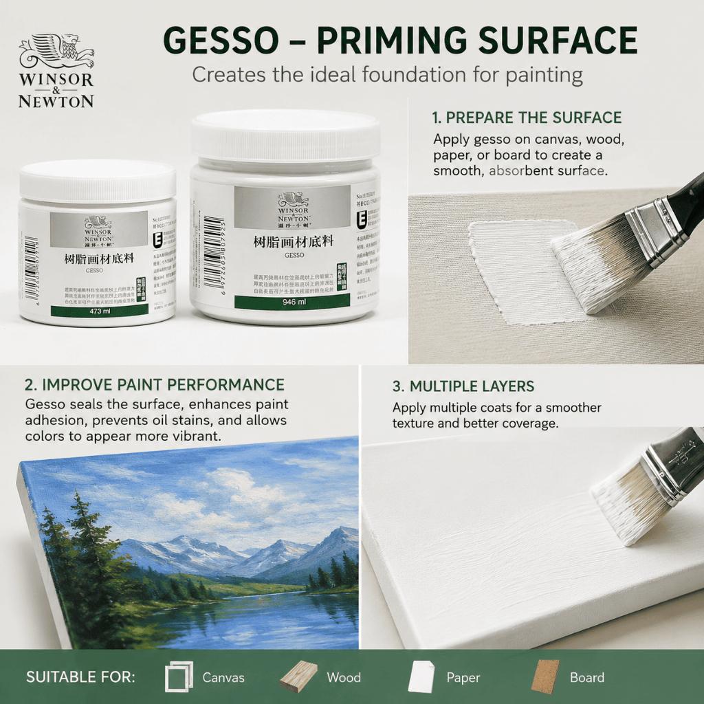Winsor & Newton Acrylic Gesso / Primer , White Gesso Medium | 473ml / 946ml