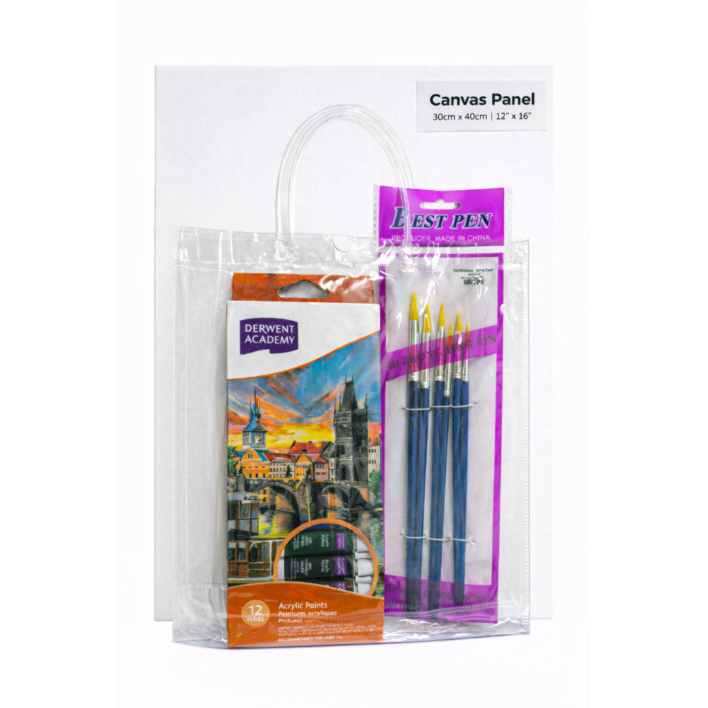 ACRYLIC PAINTING SET Acrylic Paint Set ( Acrylic Set + Brush Set + Canvas Board) WORLD ART DAY PROMOTION