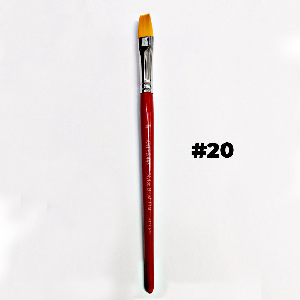 ARTYS 448 Nylon Brush Flat Nylon Brush for Watercolor, Gouache, Acrylic - Size 0 to 2"