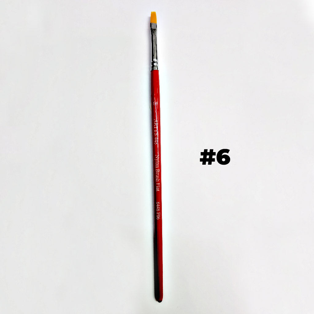 ARTYS 448 Nylon Brush Flat Nylon Brush for Watercolor, Gouache, Acrylic - Size 0 to 2"