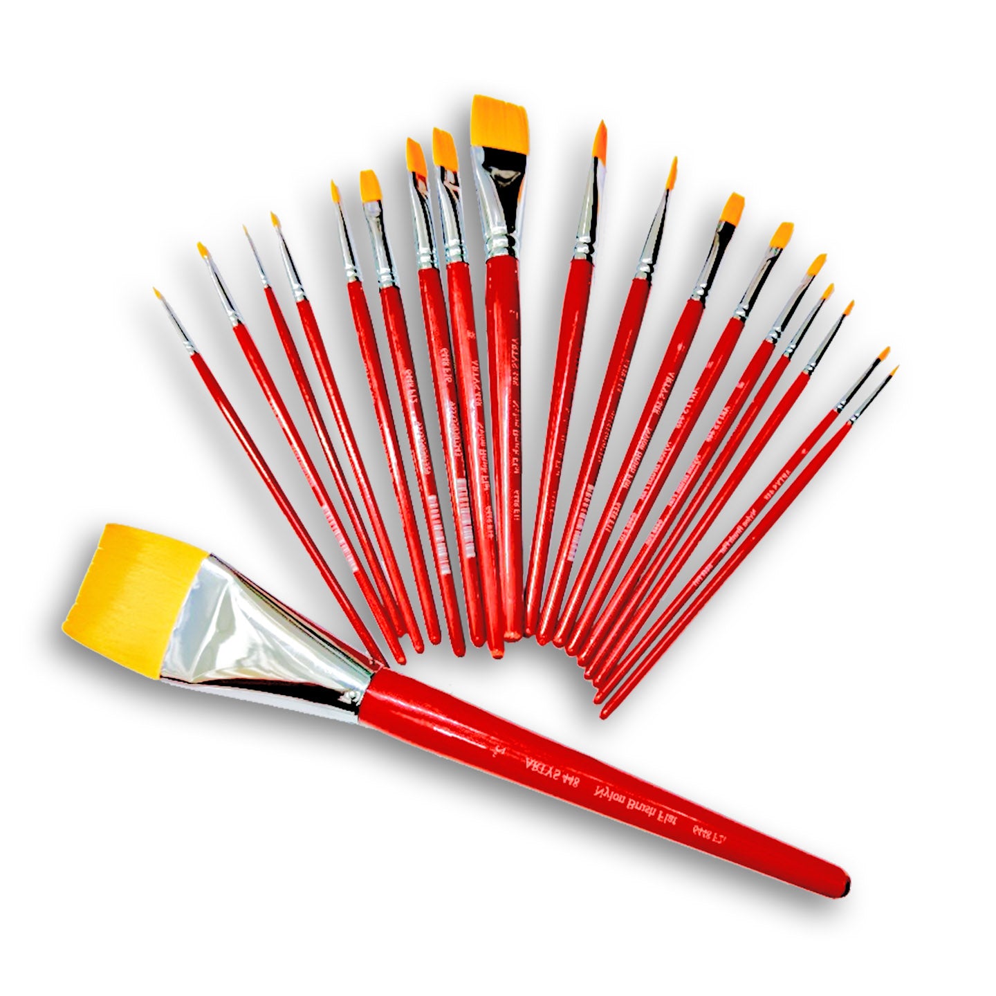 ARTYS 448 Nylon Brush Flat Nylon Brush for Watercolor, Gouache, Acrylic - Size 0 to 2"