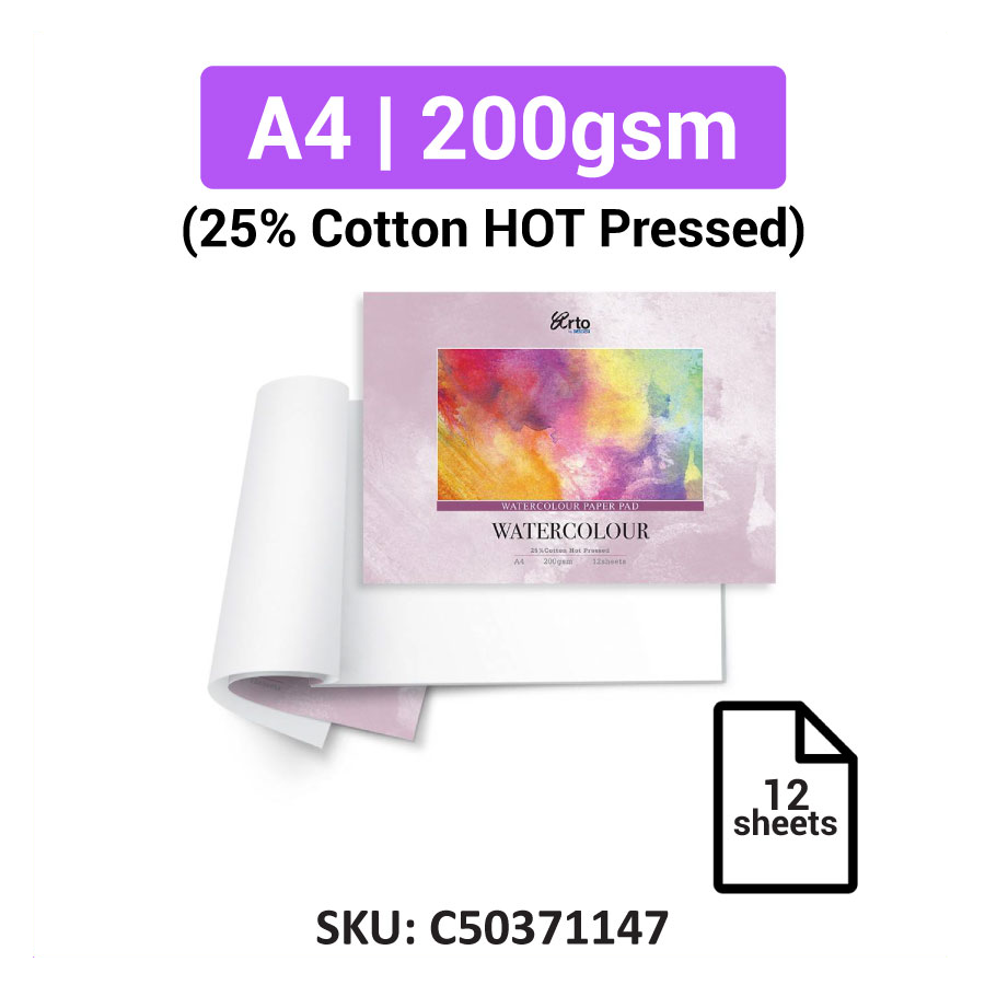 Arto by Campap Watercolor Pad - Cold Pressed / Hot Pressed | A4 - 200gsm / 300gsm (12sheets)