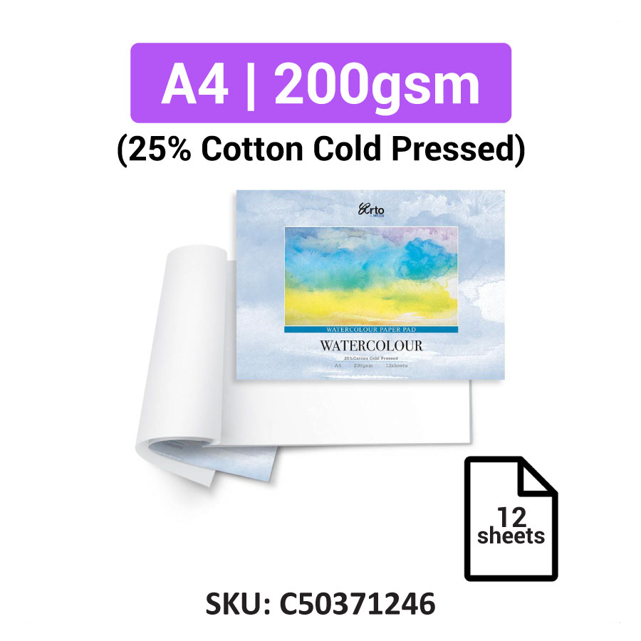 Arto by Campap Watercolor Pad - Cold Pressed / Hot Pressed | A4 - 200gsm / 300gsm (12sheets)