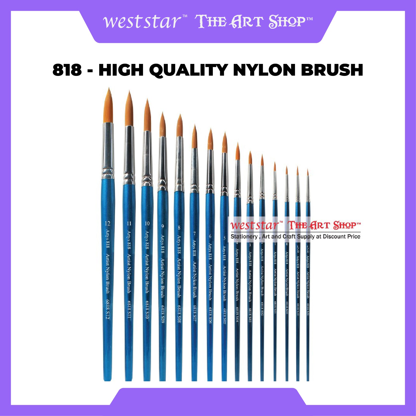 High Quality UA 818-S Nylon Brush Round | Weststar The Art Shop