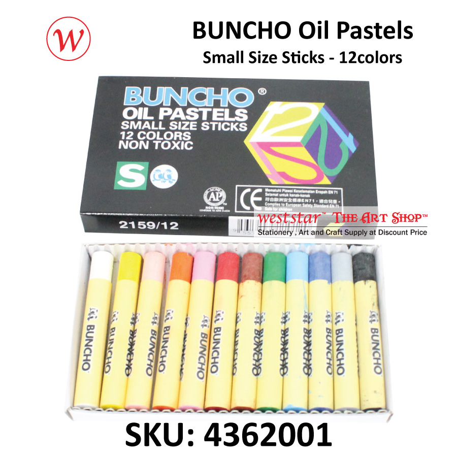 Buncho Oil Pastel Small Size Stick - Black Box - Non-Toxic Crayon Kids Art Craft Drawing Colouring