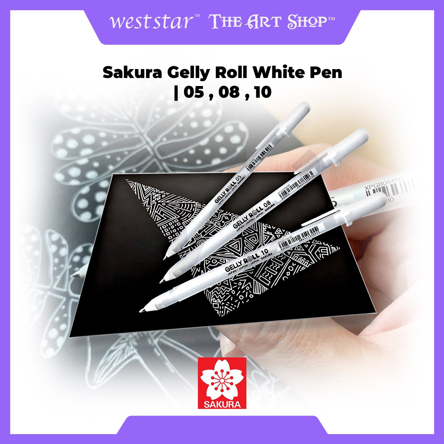 Sakura Gelly Roll White Pen | 0.5 , 0.8 , 1.0