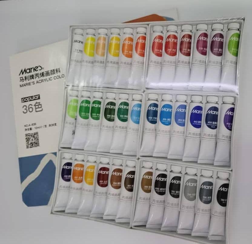 Marie's Acrylic Color Set (12ml) - 12, 18, 24colors