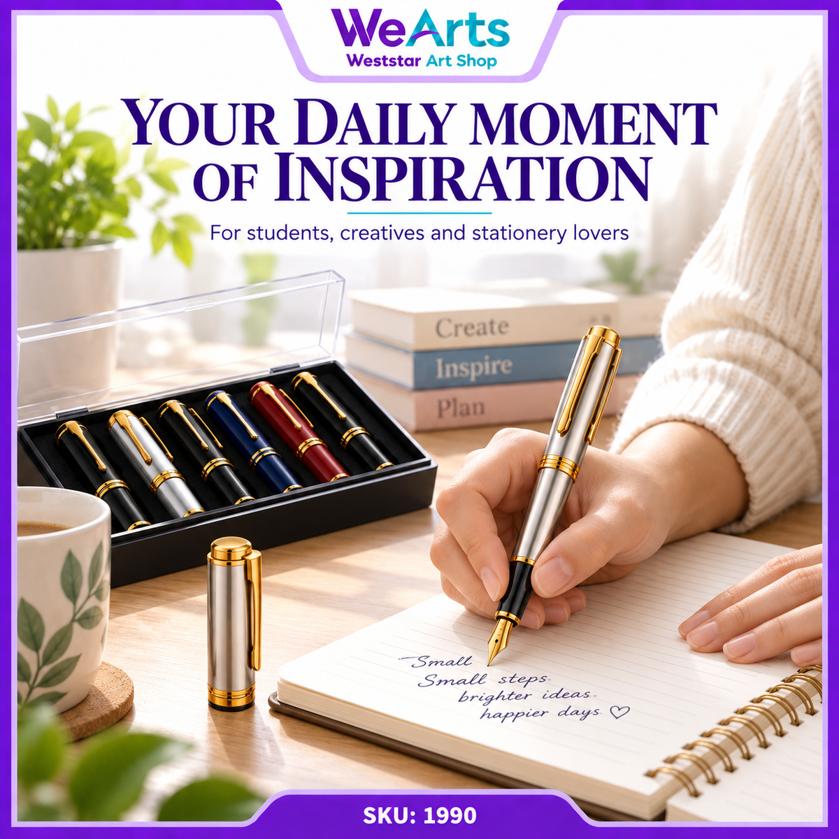 WEARTS Classic Fountain Pen | Elegant Writing Pen with Gift Box & Ink Cartridge