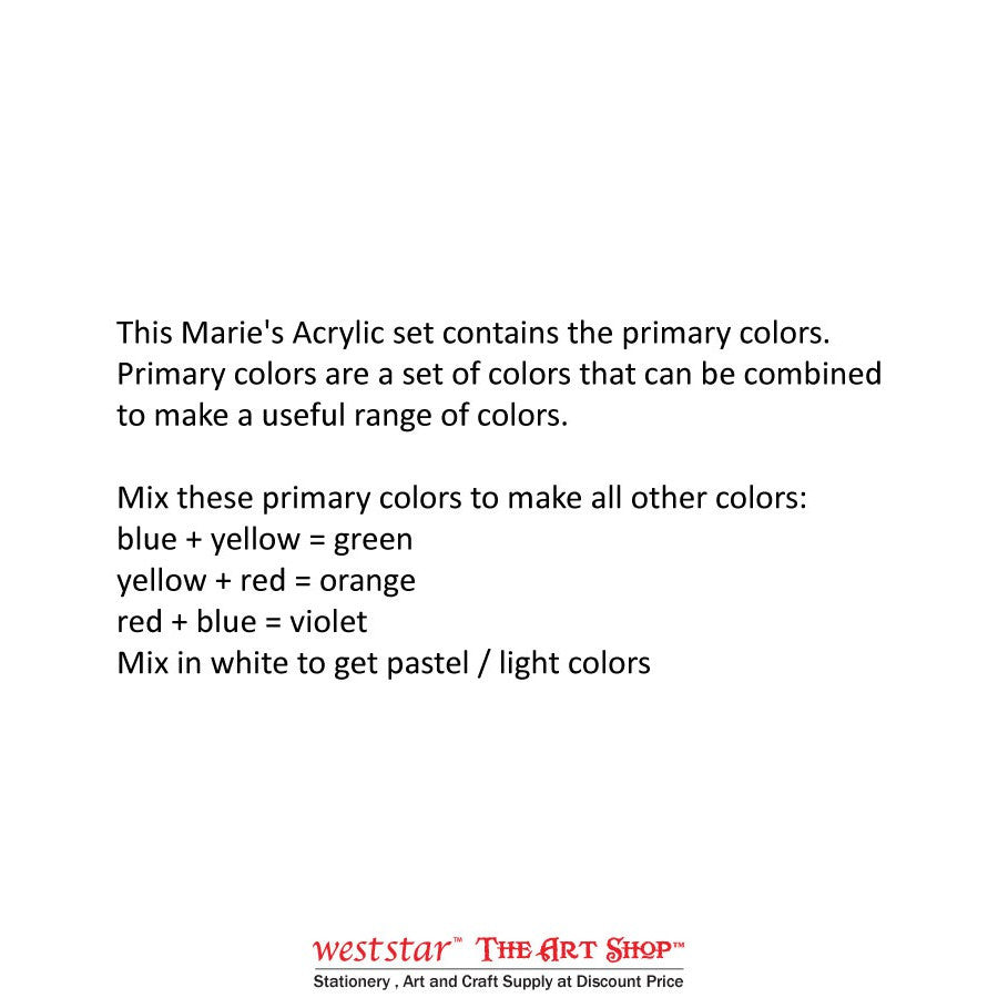 MARIES Acrylic Paint set 6 Col, Arcylic Paint Set,Acrylic Colour,Cat Arkilik,Akrilik Colour,Cat Akrilik Set Art Painting