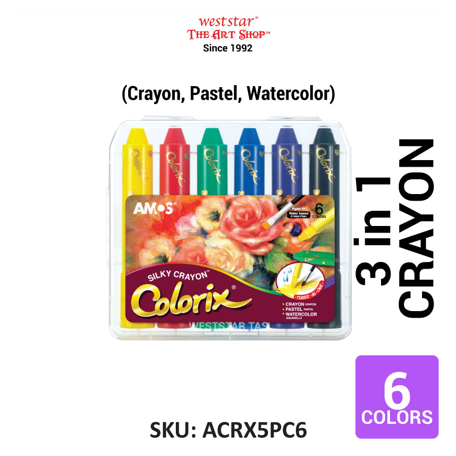 Amos Silky Crayon, Colorix 3 in 1 crayon (crayon, pastel, watercolor)