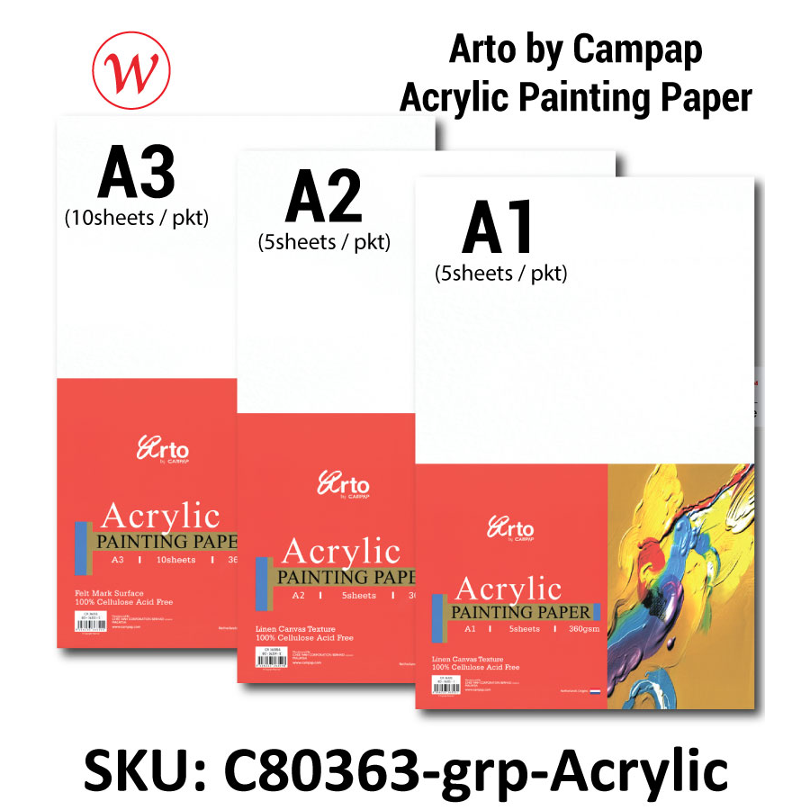 Arto by Campap Acrylic Painting Paper | 360g (ACID FREE, 100% Cellulose)