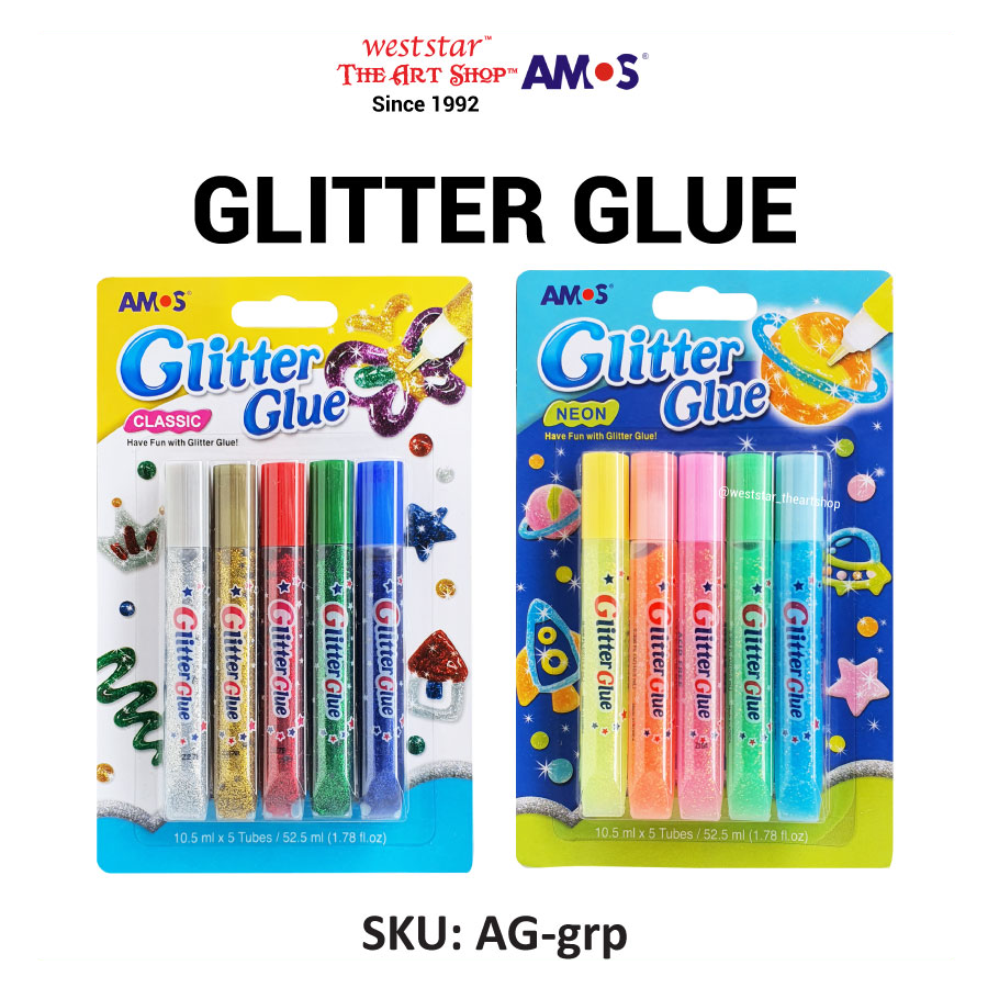 Amos Glitter Glue Set (Classic / Neon) 5colors