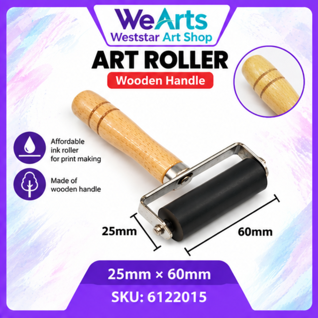 ART ROLLER Wooden Handle | Printmaking Ink Roller with Wooden Handle