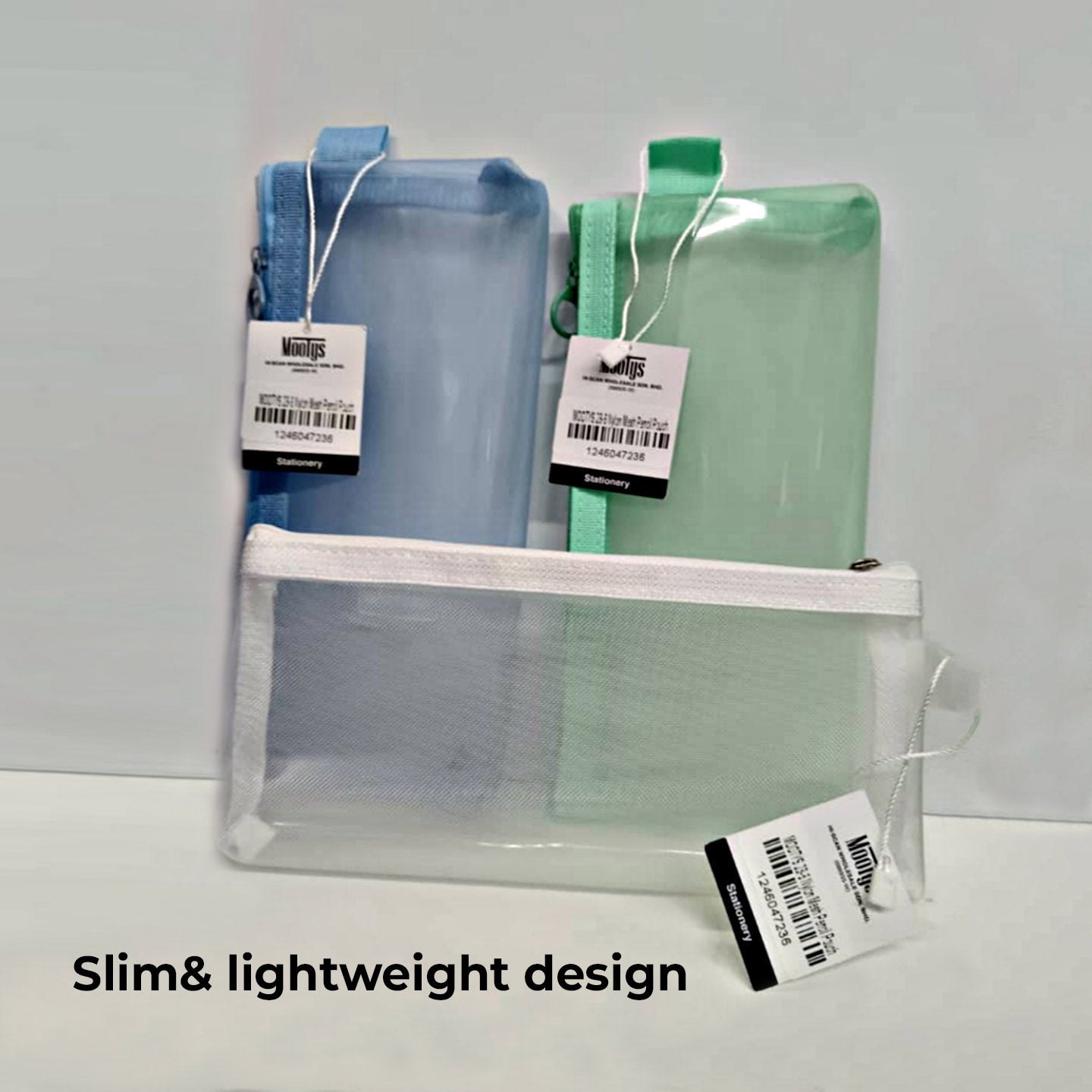 MOOTYS 23-6 Nylon Mesh Pencil Pouch Translucent Mesh Colour Pencil Bag Zip Clear Pencil Case (Colour randomly)