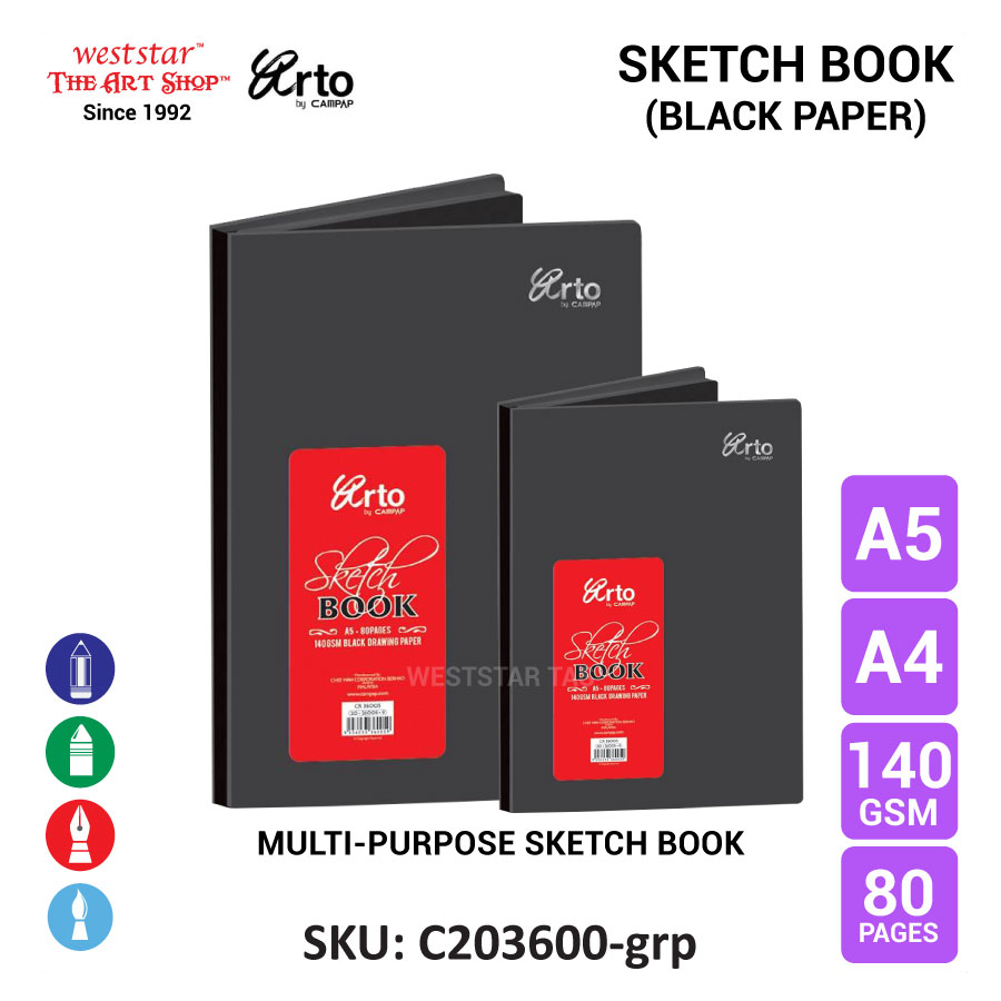 Campap Arto A5 Hard Cover Sketch book (Acid free drawing paper