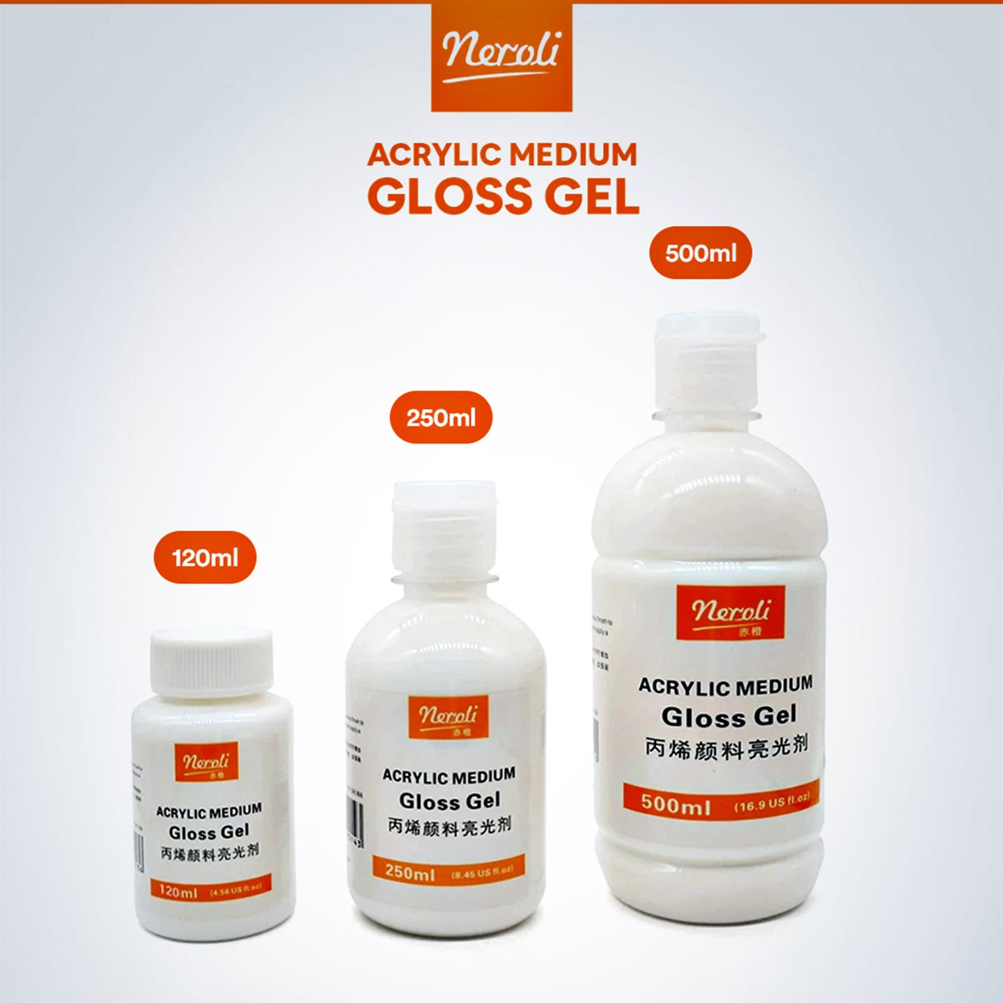 NEROLI Acrylic Gloss Gel Medium 250ml /500ml