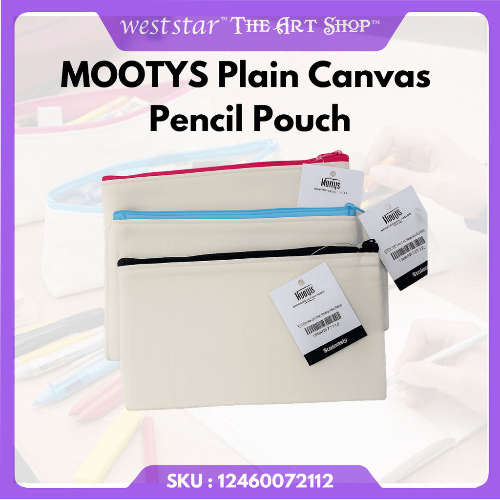 MOOTYS Plain Canvas Pencil Pouch Art Tools Pouch Uni Student Stationery 21x12cm