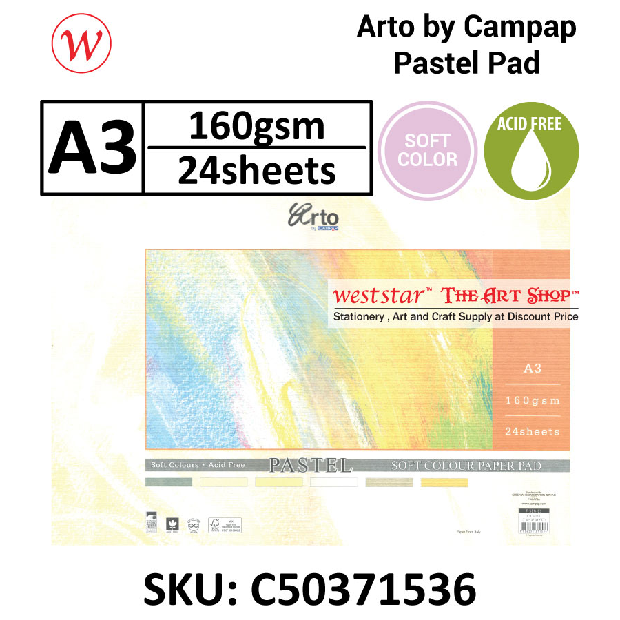 Arto (CR37153) Tiziano Soft Coloured Pastel Pad 24sheets | A3 - 160gsm
