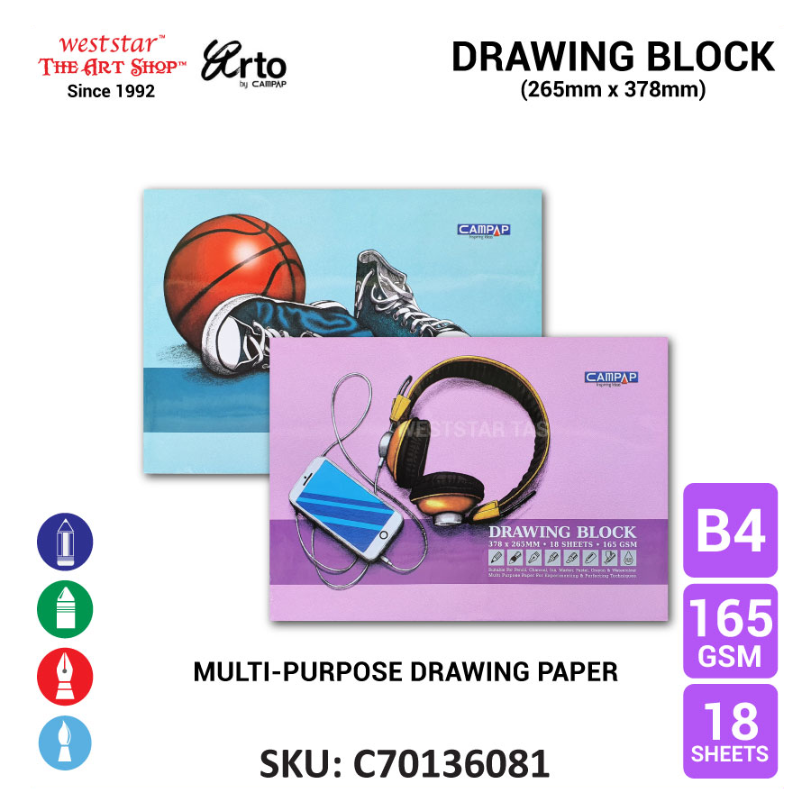 Campap B4 Drawing Block, Multipurpose Drawing Paper 18sheets 165gsm (CA3608)