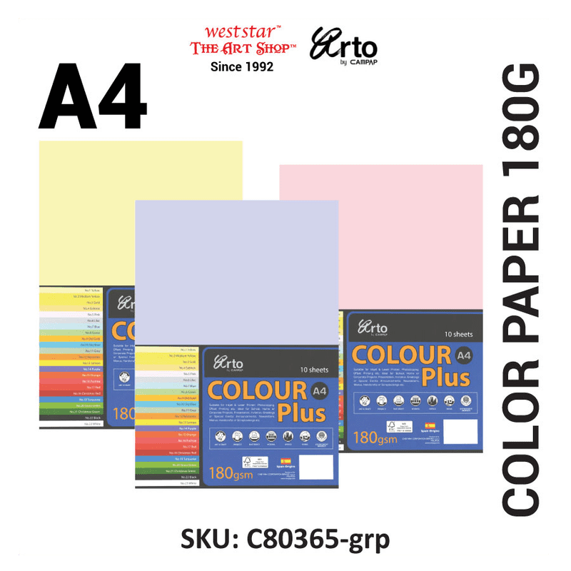 Arto by Campap A4 Colour Plus 10sheets x 180gsm