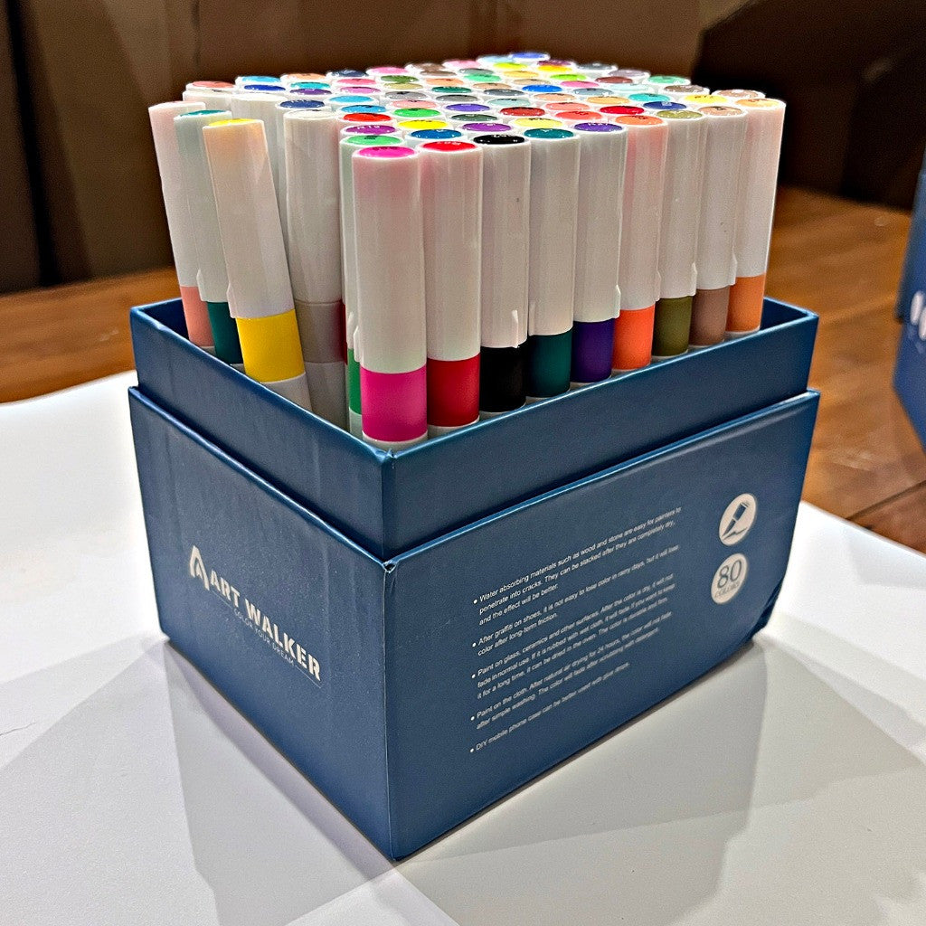 AW-1996 Art Walker Acrylic Marker Set SOFT NIB Acrylic Marker Set | 12/24/36/48/60/80 Colors,Vibrant Smooth Ink