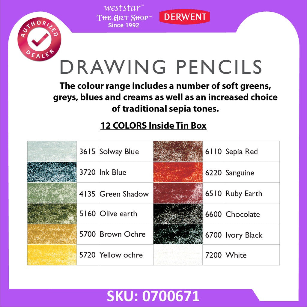 Derwent Drawing Pencil - 12 color / 24 color Set